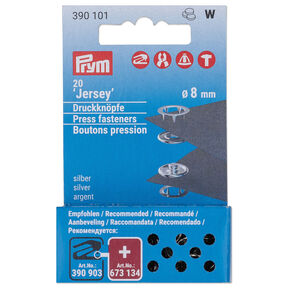 Jersey tryckknappar påfyllnadskit [20 stycken | Ø 8 mm] | Prym – silvermetallic, 