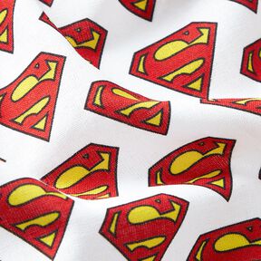 Bomullspoplin Superman-logga Licenstyg | DC Comics – vit, 
