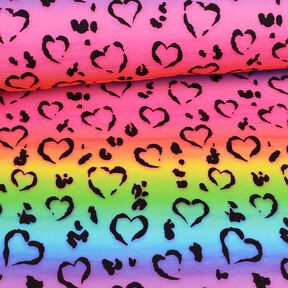 Bomullsjersey Leo Hearts Rainbow | Glitzerpüppi – svart/färgmix, 