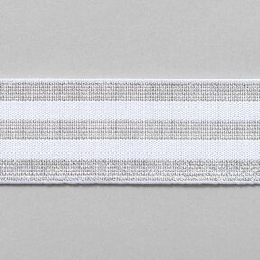Randigt gummiband [40 mm] – vit/silver, 