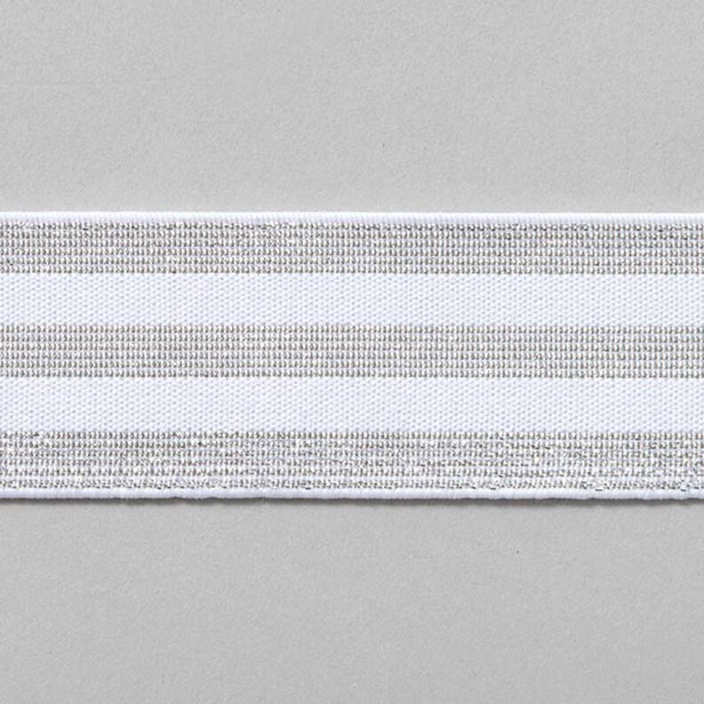 Randigt gummiband [40 mm] – vit/silver,  image number 1