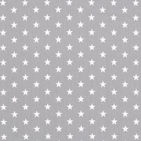 Bomullspoplin Medelstora stjärnor – grått/vit, 