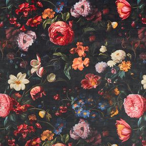 Dekorationssammet romantiska blommor – antracit/rose, 