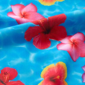 Baddräktstyg Hawaii-blommor – blå/intensiv rosa, 