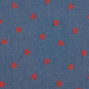 Chambray korsstygnshjärtan – jeansblå, 