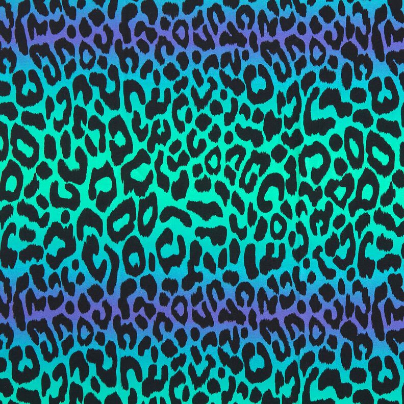 French Terry Sommarsweat Leopard färggradient Digitaltryck – blålila/turkos,  image number 1