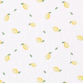 Muslin/Dubbel-krinkelväv Citroner i akvarell Digitaltryck – vit, 