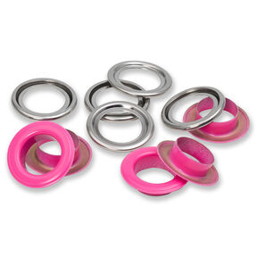 Öljetter med brickor [15 stycken | Ø 14 mm] | Prym – pink/silvermetallic, 