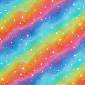 Bomullspoplin regnbågs-stjärnstoft Digitaltryck – kungsblått/färgmix, 