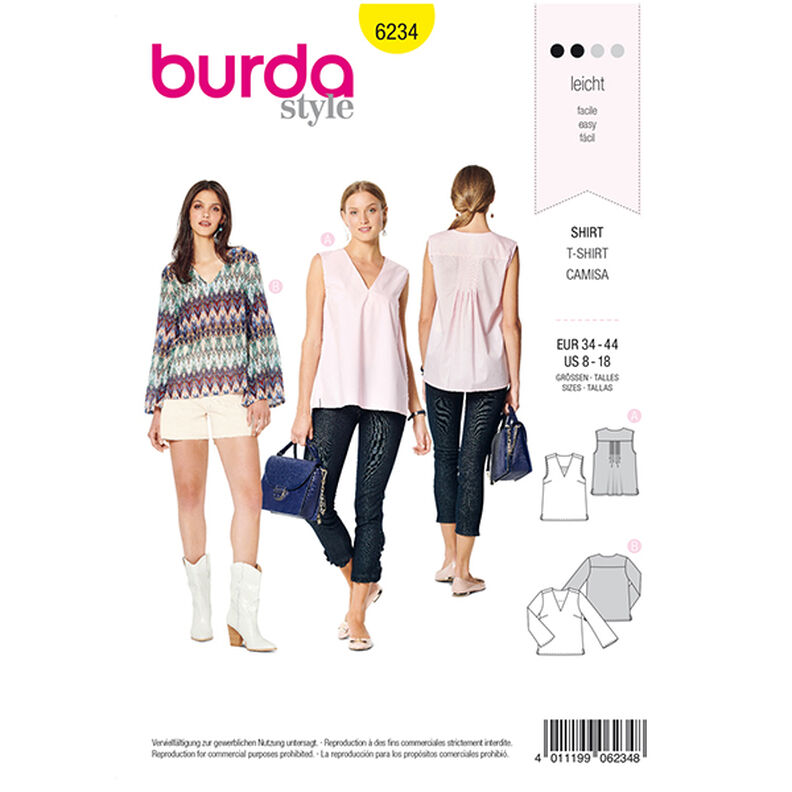 Blus/Överdel, Burda 6234 | 34 - 44,  image number 1