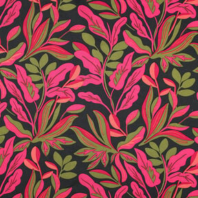 Bomullssatin Lush Leaves | Nerida Hansen – svart/pink, 