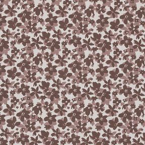 Blomsterhav-mönster i bomullspoplin – mullvad/brun, 