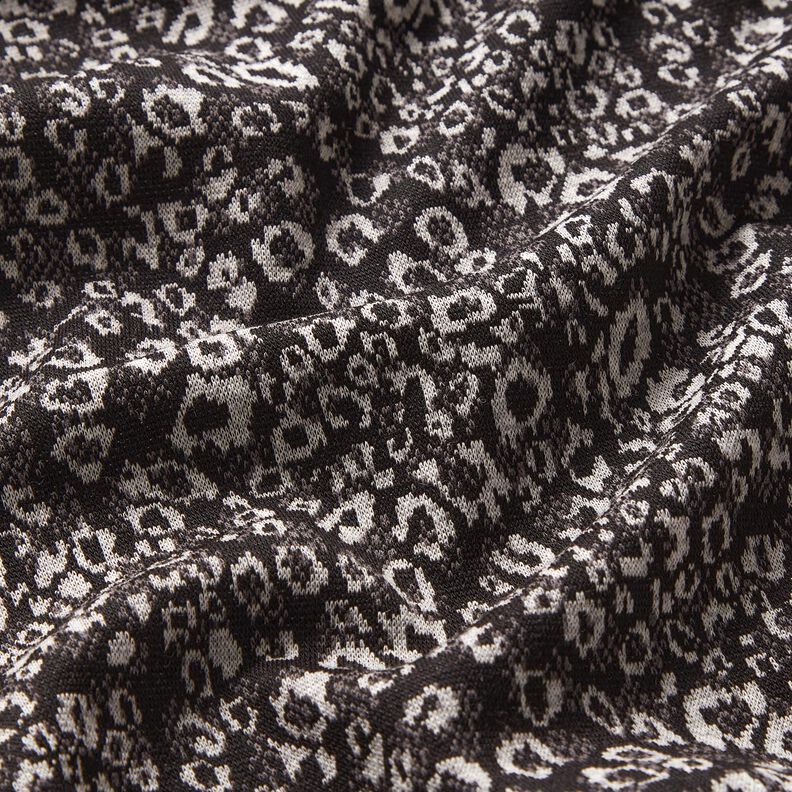 Stickad jacquard abstrakt leopardmönster – svart/dimgrå,  image number 2