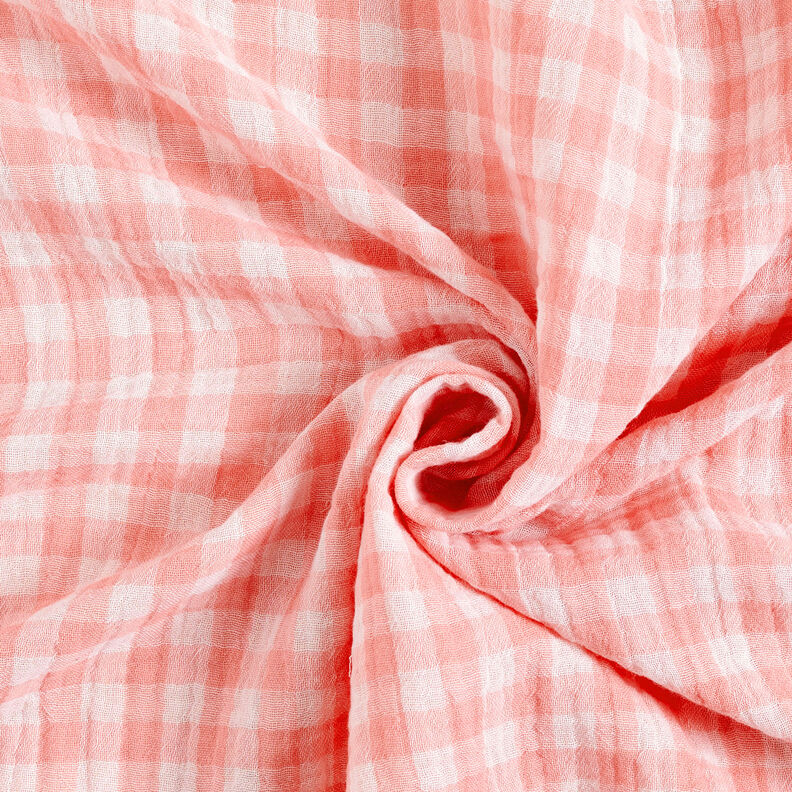 Muslin/Dubbel-krinkelväv vichyrutig garnfärgad – gammalt rosa/vit,  image number 5