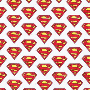 Bomullspoplin Superman-logga Licenstyg | DC Comics – vit, 