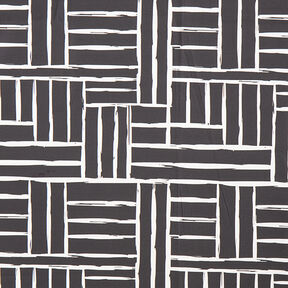 Dekorationstyg Halvpanama abstrakt rutnät – elfenbensvit/svart, 