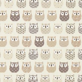 Bomullstyg Kretong owl – kräm/grått, 