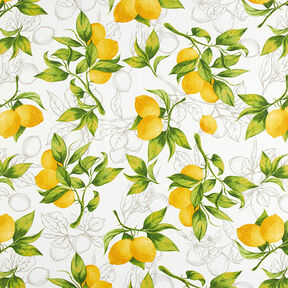 Dekorationstyg Panama citroner – vit/citrongul, 