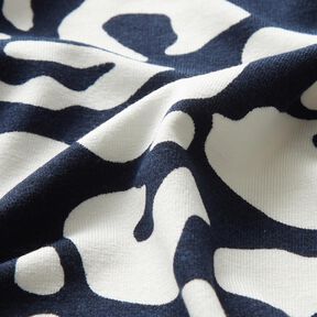 Viskosjersey Abstrakta leopardfläckar – nattblå/vit, 