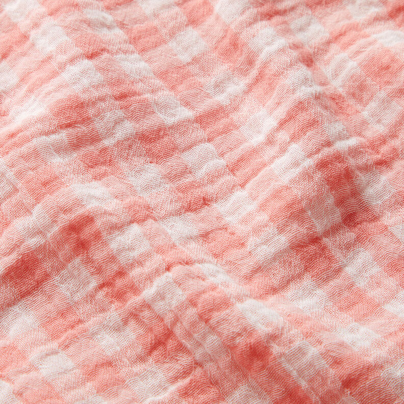 Muslin/Dubbel-krinkelväv vichyrutig garnfärgad – gammalt rosa/vit,  image number 3