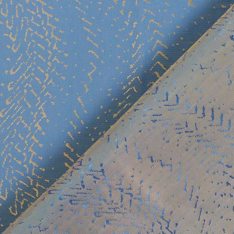 Fodertyg Jacquard fiskfjällmönster – blå/guld,  image number 4