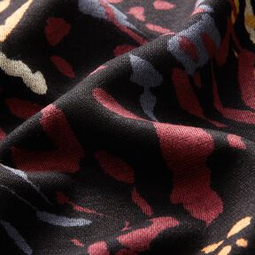 Viskosjersey Abstrakta stänk av färg – svart/bordeauxrött, 