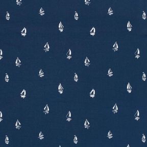 Bomullsjersey ritade segelbåtar – marinblått, 