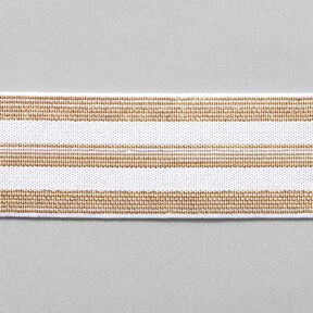 Randigt gummiband [40 mm] – vit/guld, 