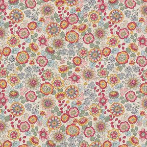 Dekorationstyg Halvpanama Stora blommor – natur/pink, 