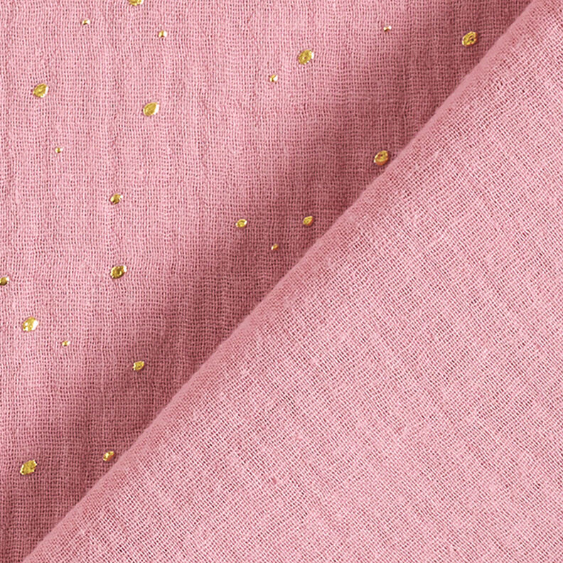 Bomull Muslin Spridda guldfläckar – rosa/guld,  image number 4