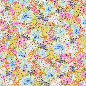 Bomullstyg Poplin färgglada blommor – lavender/blå, 