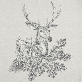 dekorationspanel Gobeläng rådjur med edelweiss – grått, 