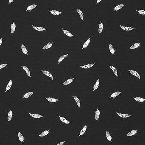 Bomullsjersey Fjädrar – svart, 