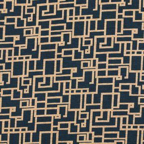 Viskosjersey Abstrakta rektanglar – nattblå/beige, 