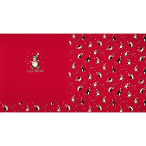 Panel French Terry Sommarsweat pingvin i snön – rött, 
