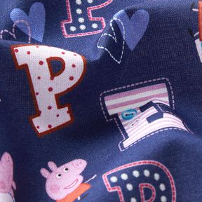 Bomullspoplin Peppa gris-bokstäver Licenstyg | ABC Ltd – indigo, 