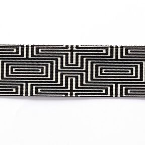 Resårband Labyrint [ 3,5 cm ] – svart/vit, 