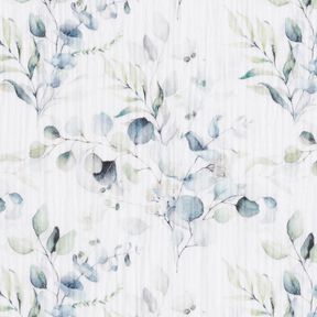 Muslin/Dubbel-krinkelväv Bladrankor i akvarell Digitaltryck – vit, 
