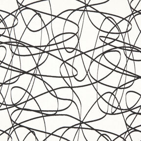 Dekorationstyg Jacquard abstrakta linjer – elfenbensvit/svart, 