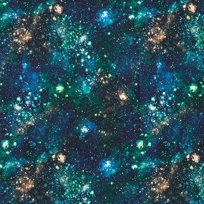 Bomullsjersey universum Digitaltryck – marinblått | Stuvbit 90cm, 