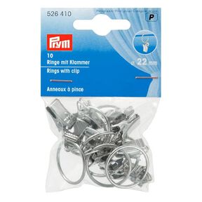 Ringar med clips, 10 stycken – silver metallic | Prym, 