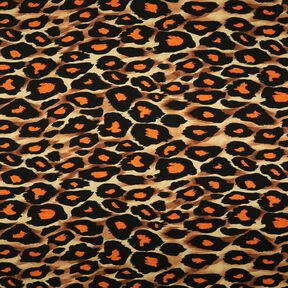Viskosjersey Stora leopardfläckar – brun/brandgul, 