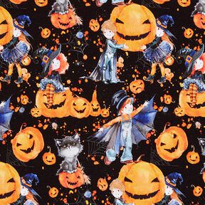 Bomullsjersey Halloween Digitaltryck – svart, 