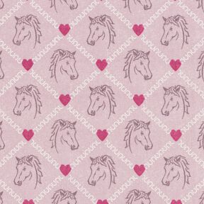 Bomullstyg Kretong hästar och hjärtan rosa – rosa, 