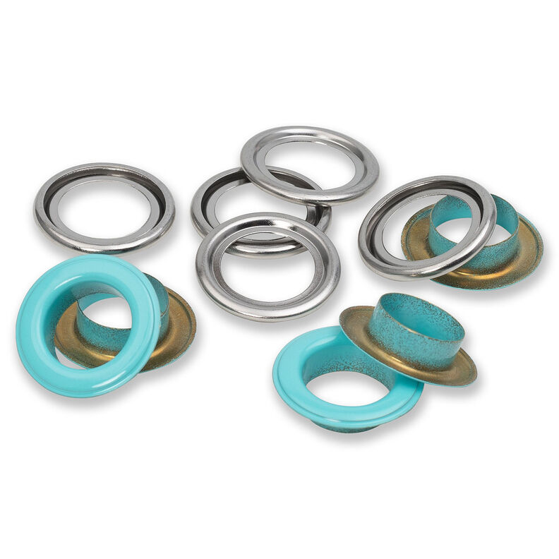 Öljetter med brickor [15 stycken | Ø 14 mm] | Prym – mint/silvermetallic,  image number 1