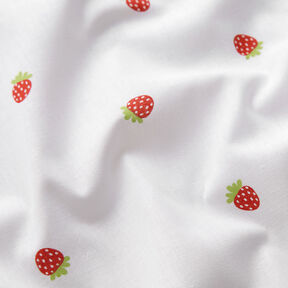 Bomullspoplin söta jordgubbar – vit, 