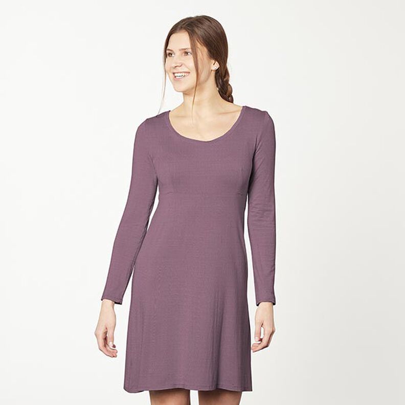 Bomullsjersey medium enfärgad – aubergine,  image number 6