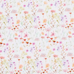 Våffeljersey akvarell-blomsteräng Digitaltryck – vit, 