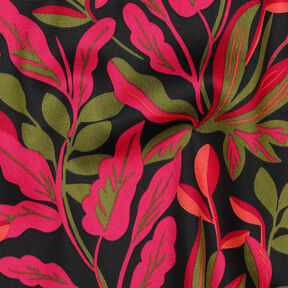 Bomullssatin Lush Leaves | Nerida Hansen – svart/pink, 