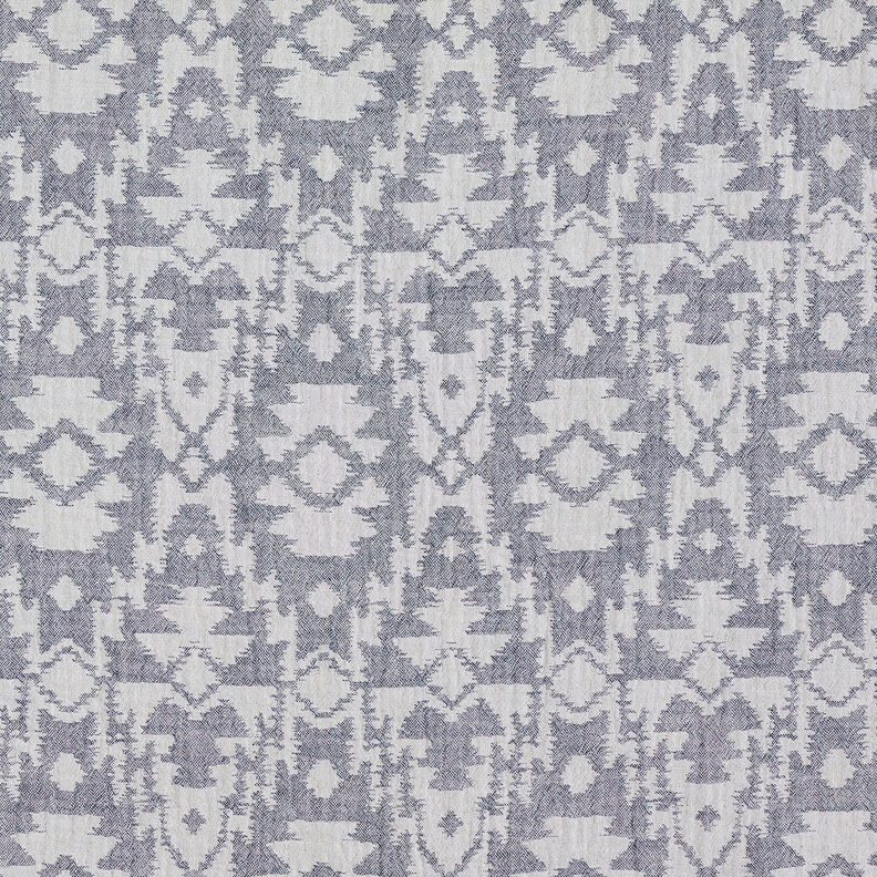 Muslin/Dubbel-krinkelväv Jacquard-Aztekmönster | by Poppy nattblå/dimgrå,  image number 4